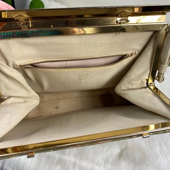 Vintage 50s L & M Cream Floral Tapestry Handbag - Picture 4 of 11